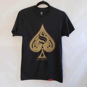 Savage T-Shirt Unisex Size Small Black Short Sleeve Gold Graphic Logo Design